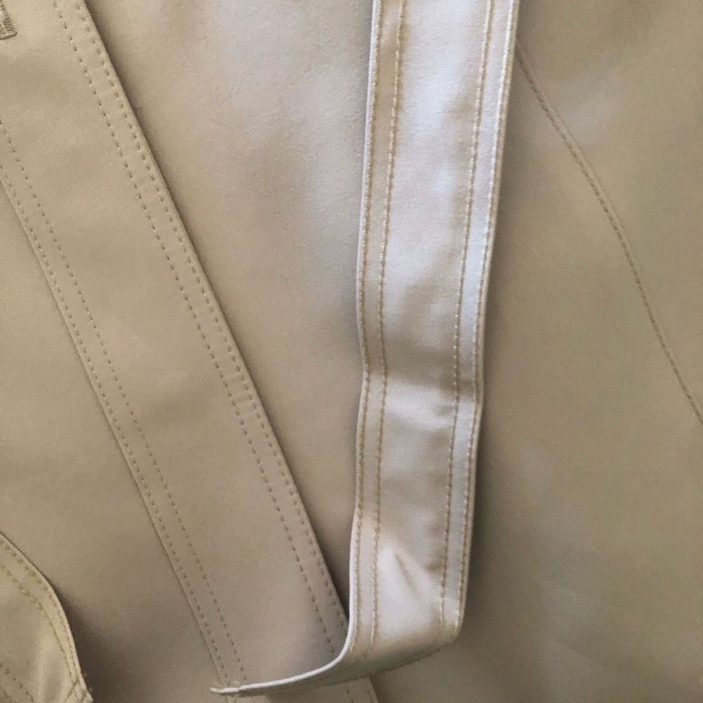 Women's Beige Long Trench Coat with Tie Belt - Picture 15 of 16
